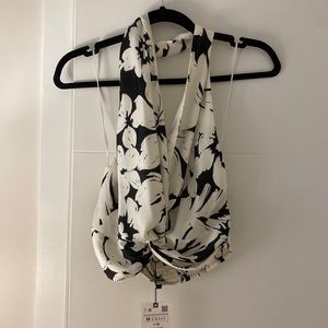 Black and white halter top